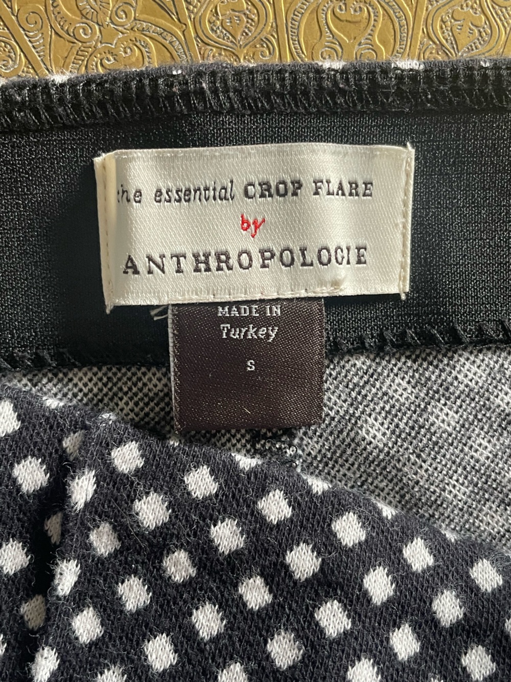 Anthropologie The Essential Crop Pants Flare Diamond Print Trouser Size Small - Picture 5 of 11